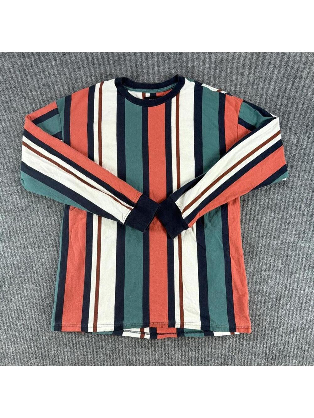 Pacsun Long Sleeve Striped Crew Neck Shirt Small - Colorblock, Colorful, Casual